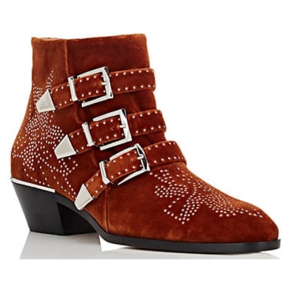 Chloe Shoes - New Chloe Susanna Brown (ochre) Velvet Boots SZ 37